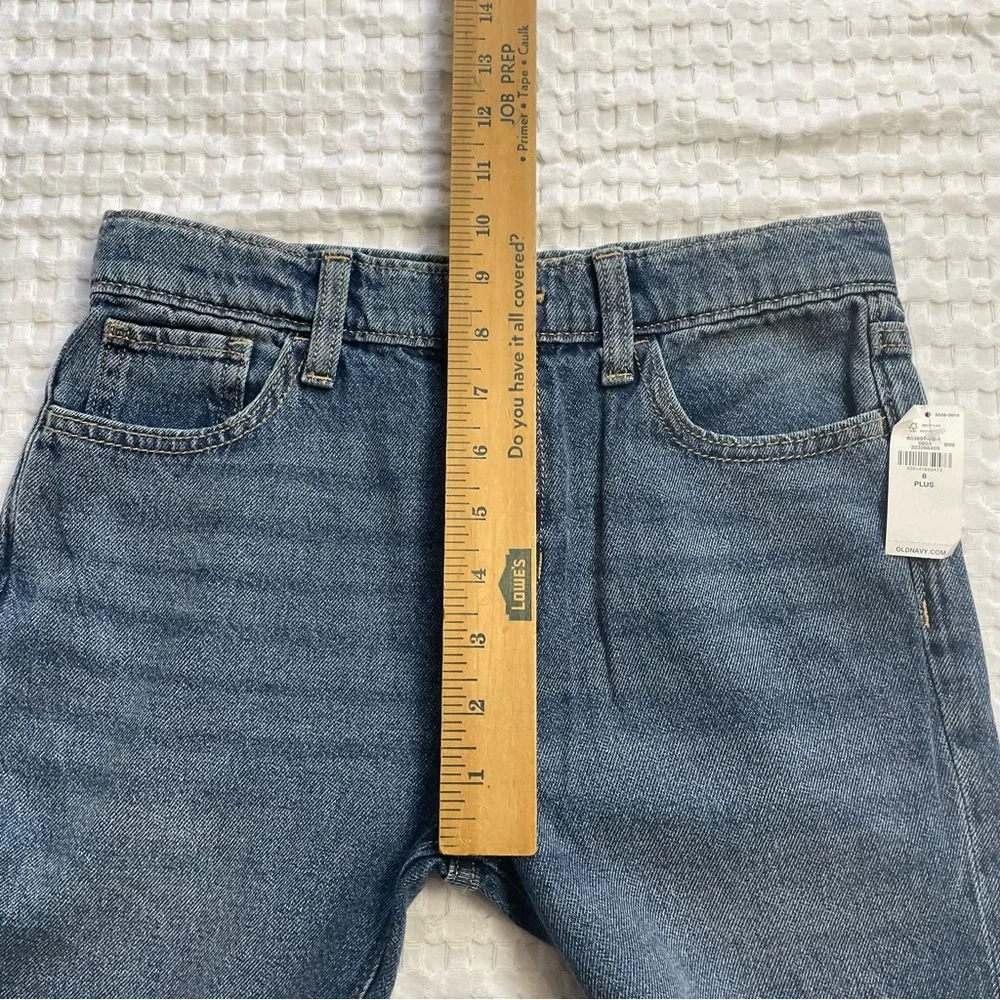 New Old Navy Baggy Wide Leg Jeans 8 Plus‎ Girls Skater High Rise Adj Waist